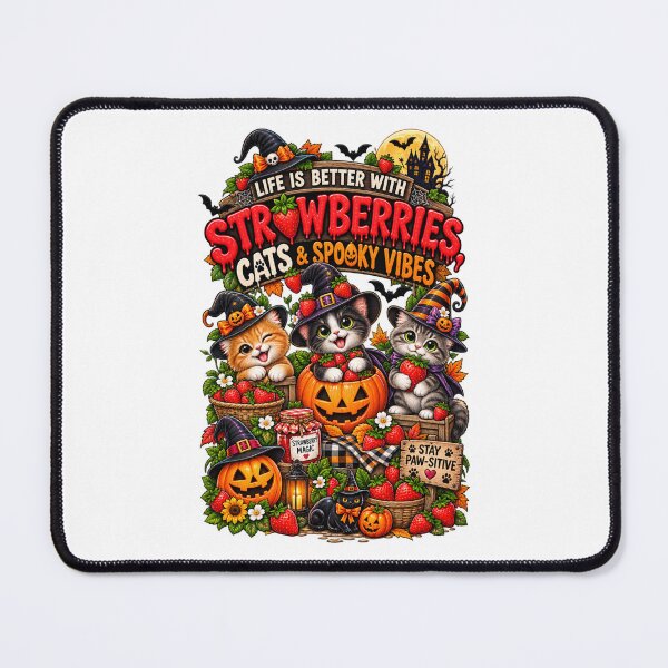 Item preview, Halloween Strawberry Cat – Cute Witch Cats & Spooky Strawberry Lover Gift designed and sold by Ayden World.