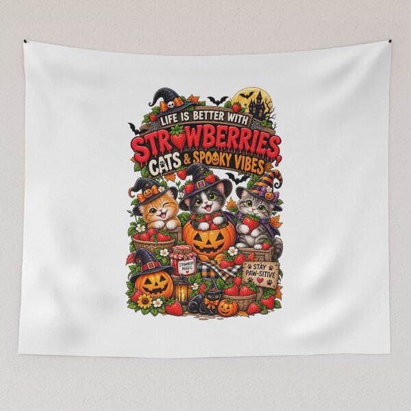 Item preview, Halloween Strawberry Cat  – Cute Witch Cats & Spooky Strawberry Lover Gift designed and sold by Ayden World.