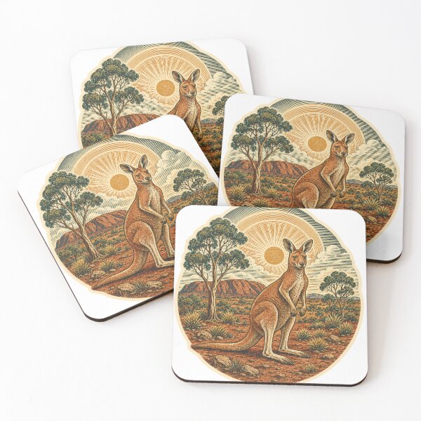 Item preview, Red Kangaroo in the Red Outback Wild Animal Wildlife Art designed and sold by VisualArtsOasis.