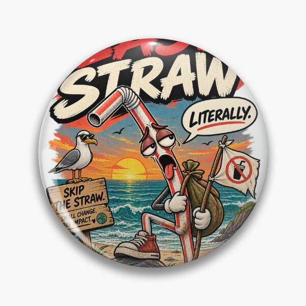 Item preview, The Last Straw – Funny Eco Humor Ocean Sustainability designed and sold by Kakitto.