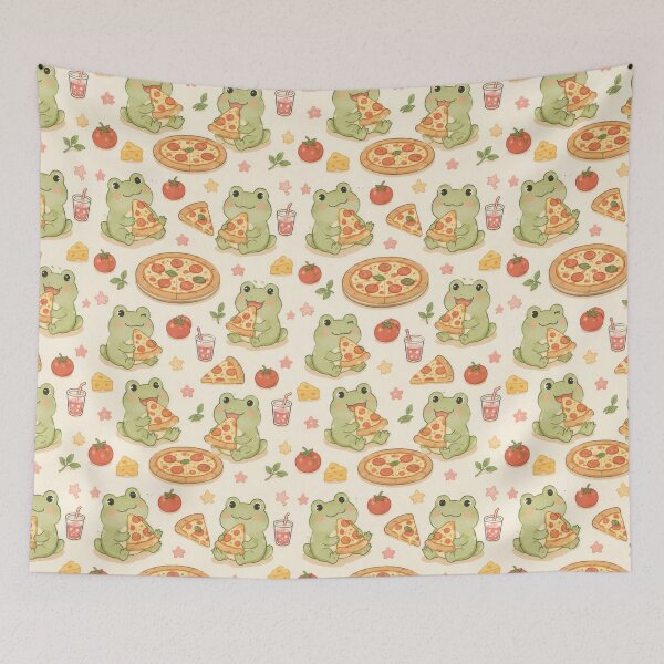 Item preview, Frog Pizza Night Pattern designed and sold by Soft Berry Studio.