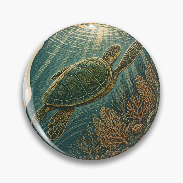 Item preview, Green Sea Turtle on the Sunlit Reef Wild Animal Nature Illustration designed and sold by VisualArtsOasis.