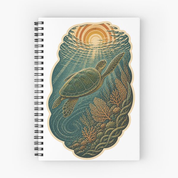 Item preview, Green Sea Turtle on the Sunlit Reef Wild Animal Nature Illustration designed and sold by VisualArtsOasis.