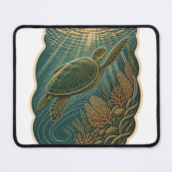 Item preview, Green Sea Turtle on the Sunlit Reef Wild Animal Nature Illustration designed and sold by VisualArtsOasis.