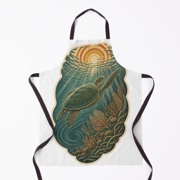 Item preview, Green Sea Turtle on the Sunlit Reef Wild Animal Nature Illustration designed and sold by VisualArtsOasis.