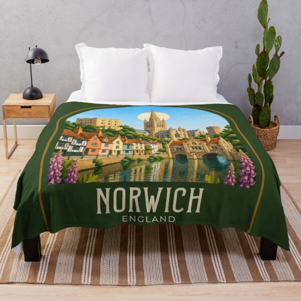 Item preview, Norwich Vintage Travel Illustration designed and sold by HomeLivingCo.