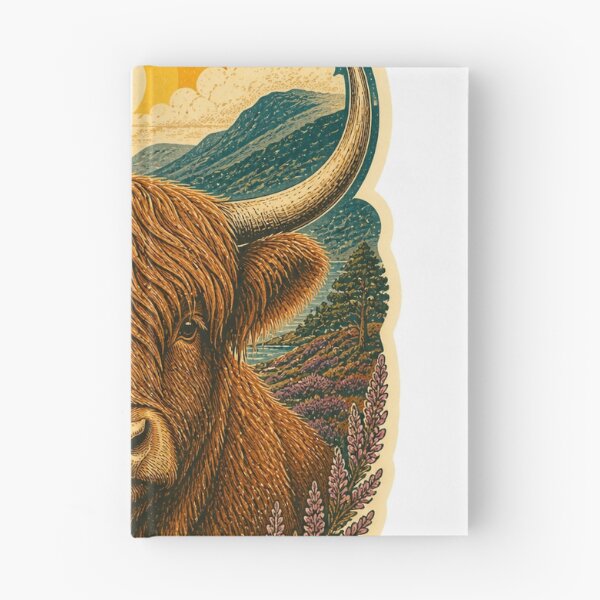 Item preview, Highland Cow in the Heather Valley Wild Animal Vintage Engraving Art designed and sold by VisualArtsOasis.