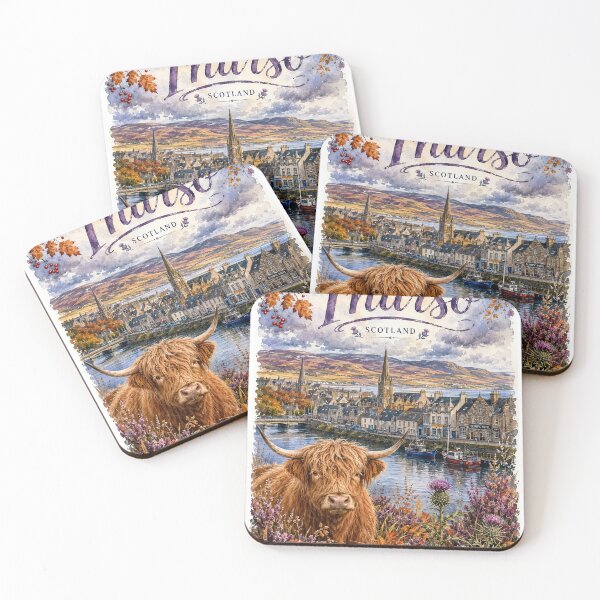 Item preview, Scotland Thurso Travel poster whimsical watercolor  designed and sold by TravelMarvel.