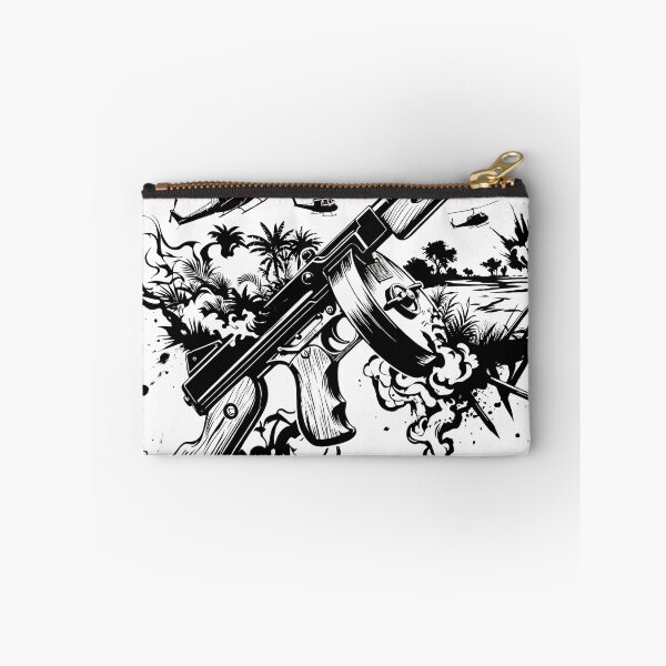 Item preview, tommy gun military illustration vector black and white 60s 70s  designed and sold by dejco.art.