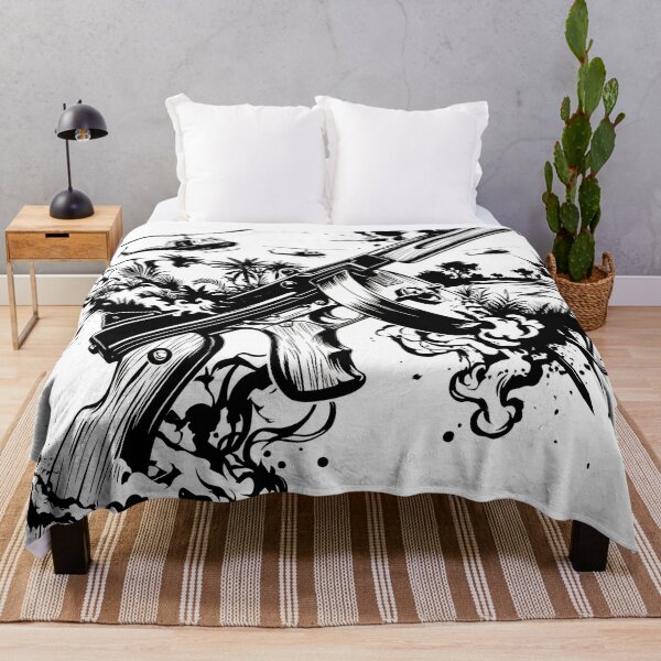Item preview, tommy gun military illustration vector black and white 60s 70s designed and sold by dejco.art.