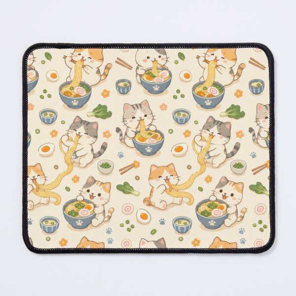 Artikelvorschau, Gemütliches Katzen-Nudelschüssel-Muster entworfen und verkauft von Soft Berry Studio.