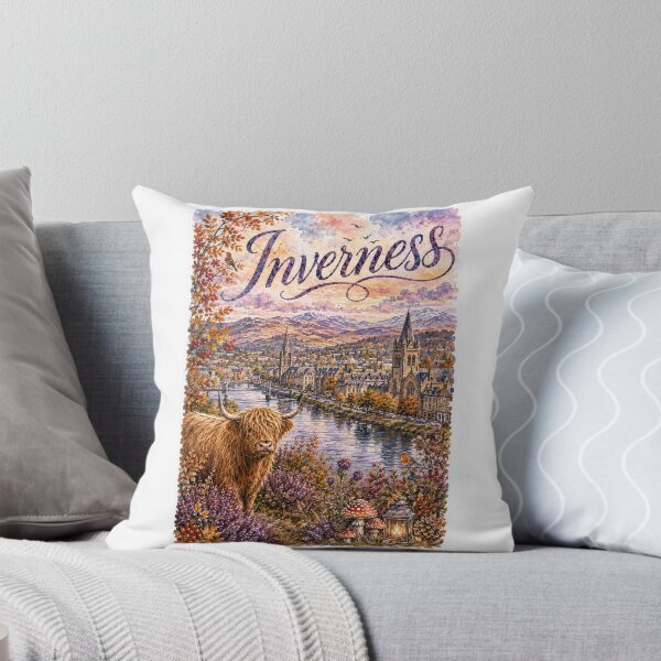 Item preview, Scotland Inverness Travel poster whimsical watercolor  designed and sold by TravelMarvel.