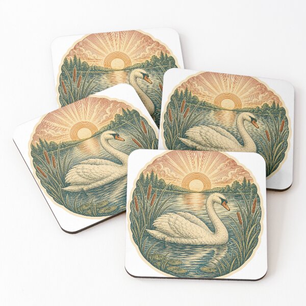 Item preview, Mute Swan in the Reed Lake Wild Animal Retro Outdoors Art designed and sold by VisualArtsOasis.