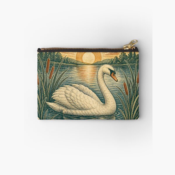Item preview, Mute Swan in the Reed Lake Wild Animal Retro Outdoors Art designed and sold by VisualArtsOasis.