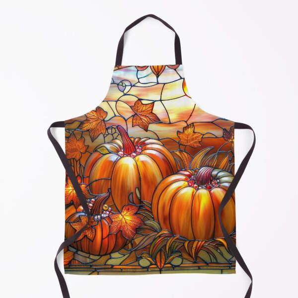 Item preview, Autumn Pumpkin Stained Glass – Fall Maple Leaves Sunset Nature Art designed and sold by MargaretWiktor.