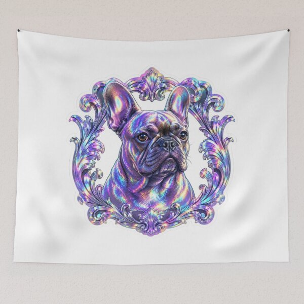 Item preview, Iridescent French Bulldog in ornate frame designed and sold by Snurly.