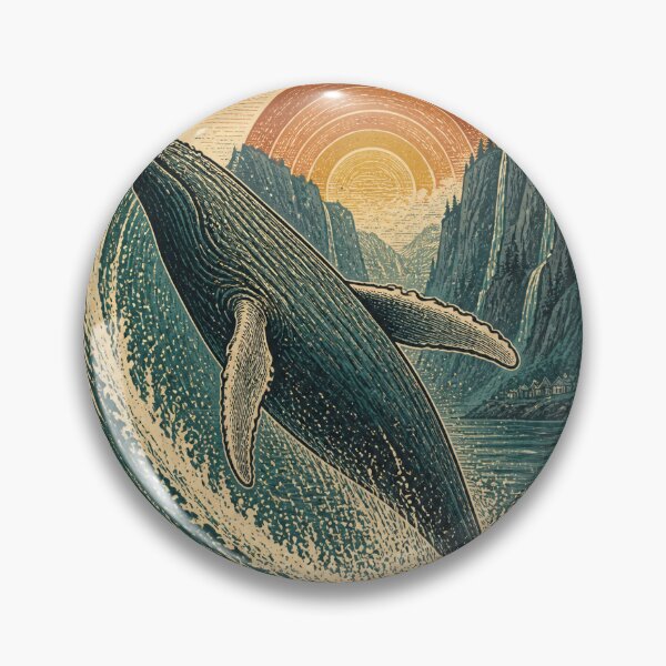 Item preview, Humpback Whale in the Sunset Fjord Wild Animal Vintage Engraving Art designed and sold by VisualArtsOasis.