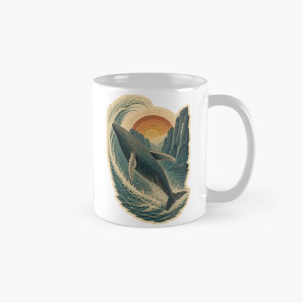 Item preview, Humpback Whale in the Sunset Fjord Wild Animal Vintage Engraving Art designed and sold by VisualArtsOasis.