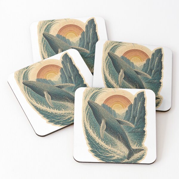 Item preview, Humpback Whale in the Sunset Fjord Wild Animal Vintage Engraving Art designed and sold by VisualArtsOasis.