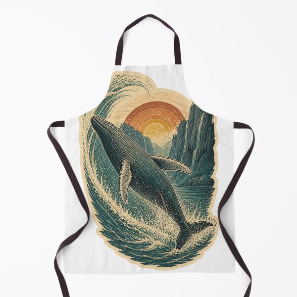 Item preview, Humpback Whale in the Sunset Fjord Wild Animal Vintage Engraving Art designed and sold by VisualArtsOasis.