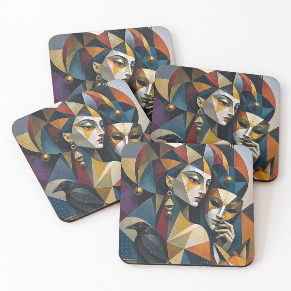 Item preview, The Female Trickster: a cubist painting. designed and sold by GalleryKauffeld.