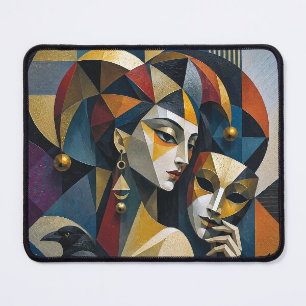 Item preview, The Female Trickster: a cubist painting. designed and sold by GalleryKauffeld.