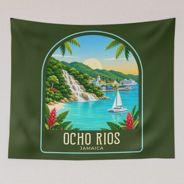 Item preview, Ilustración de viaje vintage de Ocho Ríos designed and sold by HomeLivingCo.