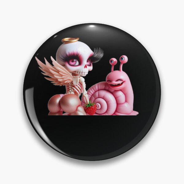 Item preview, Buff Skeleton Angel Big Eyelashes Strawberry Pink Snail designed and sold by LujziWorld.