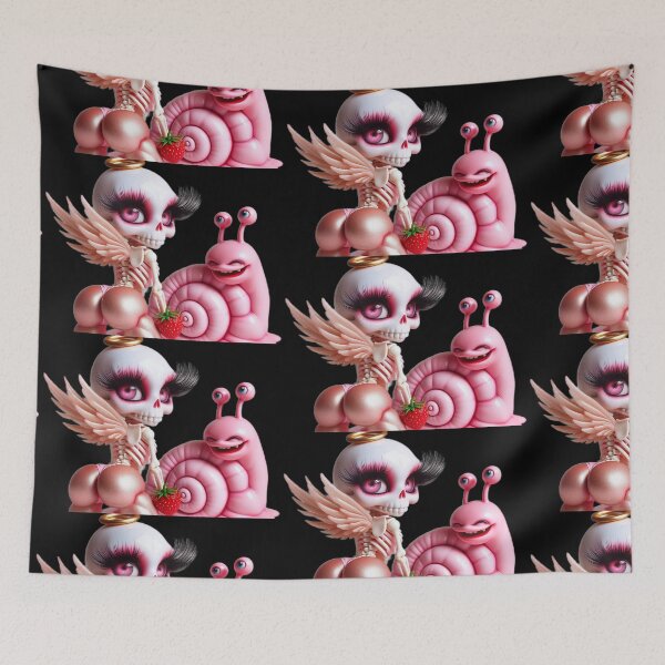 Item preview, Buff Skeleton Angel Big Eyelashes Strawberry Pink Snail designed and sold by LujziWorld.