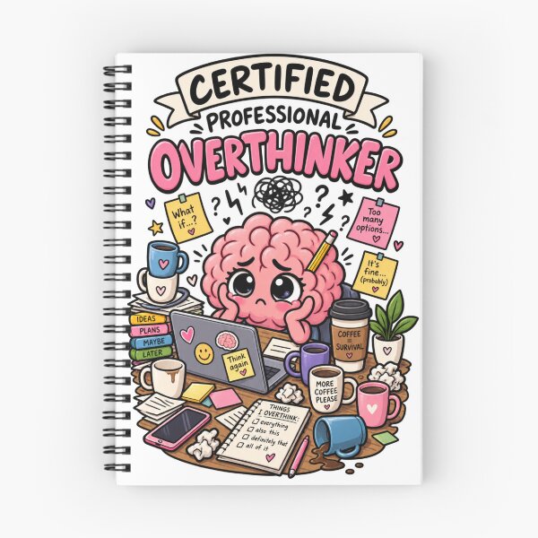 Item preview, Certified Professional Overthinker – Funny Brain Cartoon designed and sold by Kiinaaa.