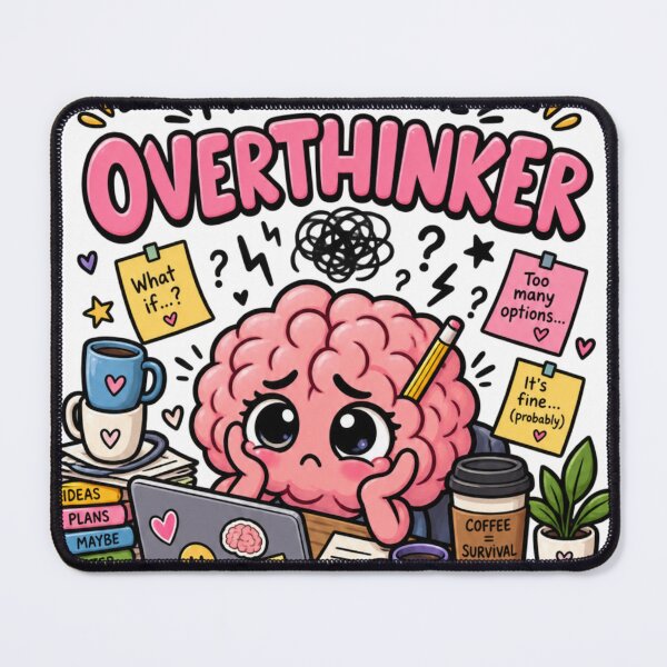 Item preview, Certified Professional Overthinker – Funny Brain Cartoon designed and sold by Kiinaaa.