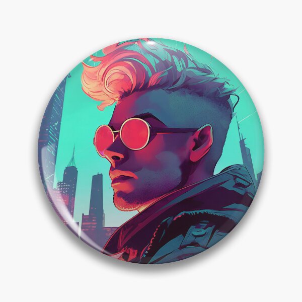Item preview, Mohawk Man Overlooking a Neon City designed and sold by DavideXyz.