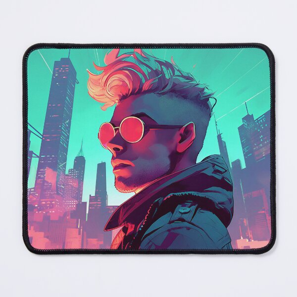 Item preview, Mohawk Man Overlooking a Neon City designed and sold by DavideXyz.