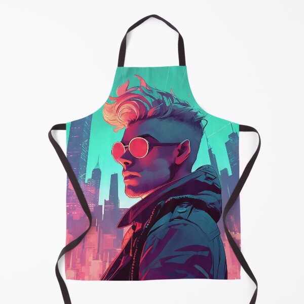 Item preview, Mohawk Man Overlooking a Neon City designed and sold by DavideXyz.