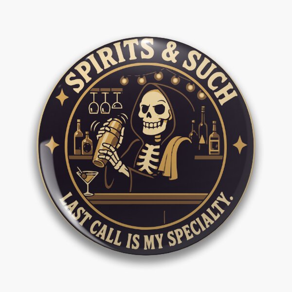 Item preview, Spirits & Such Grim Reaper Bartender Badge designed and sold by Simon-art-land.