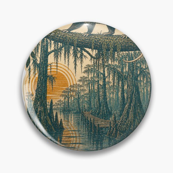 Item preview, Opossum in the Cypress Swamp Wild Animal Retro Nature Art designed and sold by VisualArtsOasis.