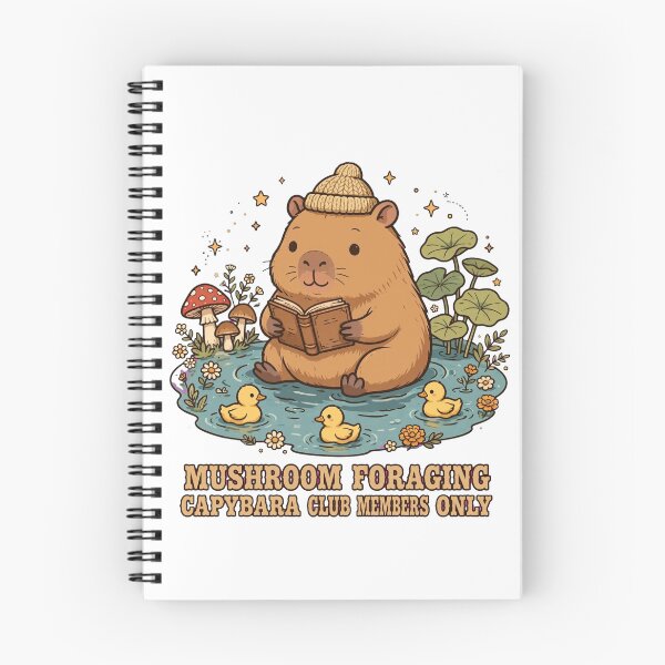 Item preview, Mushroom Foraging Capybara Club Members Only - Cute Capybara Reading Book in Pond with Ducks designed and sold by PrettyCrypt.