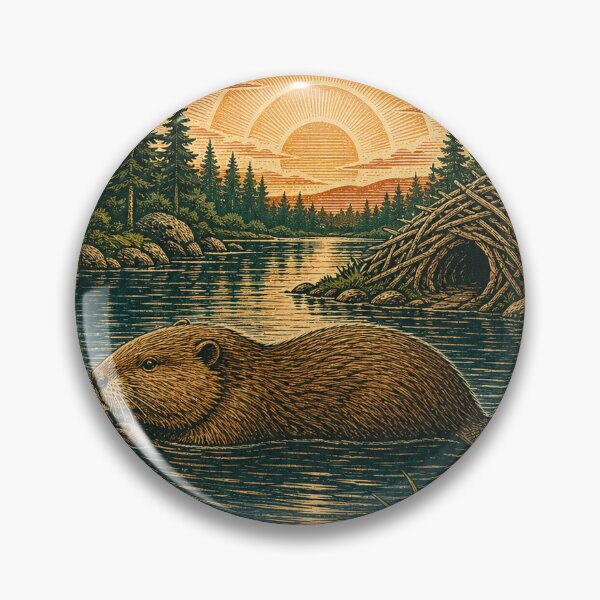 Item preview, Beaver in the Forest Pond Wild Animal Vintage Wildlife Print designed and sold by VisualArtsOasis.