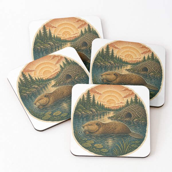 Item preview, Beaver in the Forest Pond Wild Animal Vintage Wildlife Print designed and sold by VisualArtsOasis.
