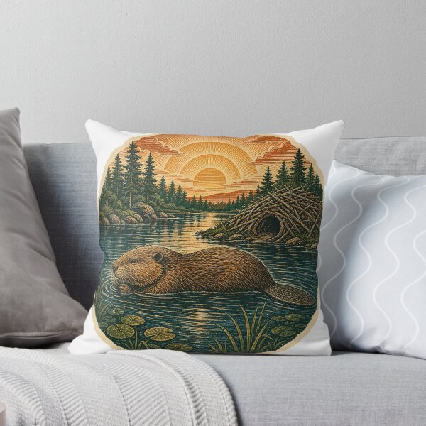 Item preview, Beaver in the Forest Pond Wild Animal Vintage Wildlife Print designed and sold by VisualArtsOasis.