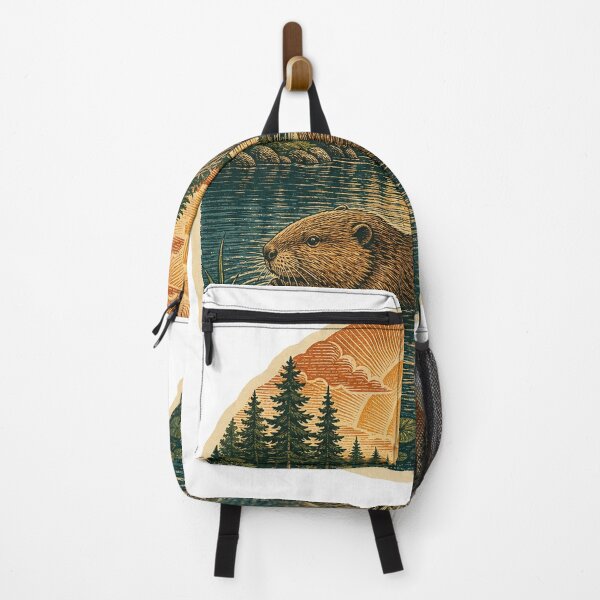 Item preview, Beaver in the Forest Pond Wild Animal Vintage Wildlife Print designed and sold by VisualArtsOasis.
