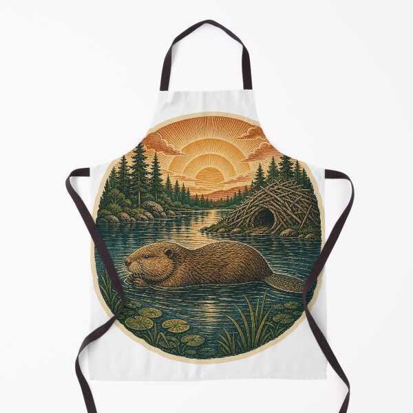 Item preview, Beaver in the Forest Pond Wild Animal Vintage Wildlife Print designed and sold by VisualArtsOasis.