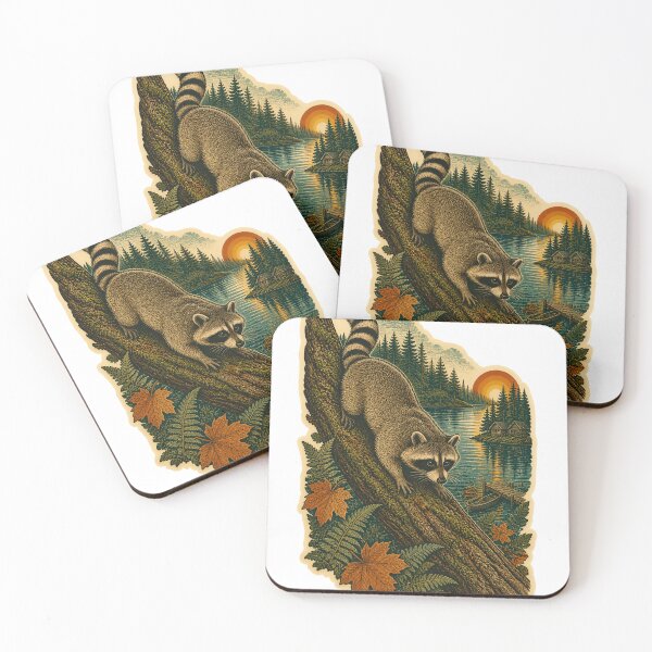 Item preview, Raccoon in the Lakeside Woods Wild Animal Wildlife Art designed and sold by VisualArtsOasis.