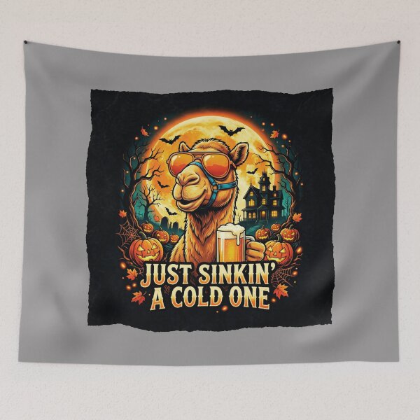 Item preview, Halloween Spooky Cold One Camel – Just Sinkin' a Cold One Halloween Beer – Funny Beer T-Shirt designed and sold by Grang Art Artistic Designs.