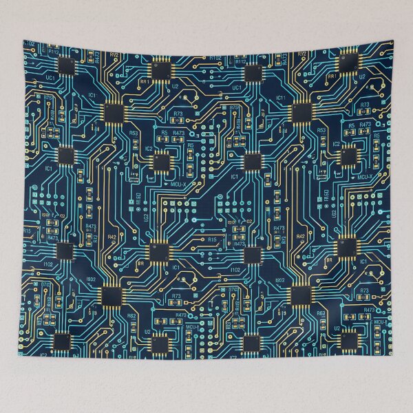Item preview, PCB Circuit Board Trace Neon Cyberpunk Seamless Pattern designed and sold by ThirdShiftLab.
