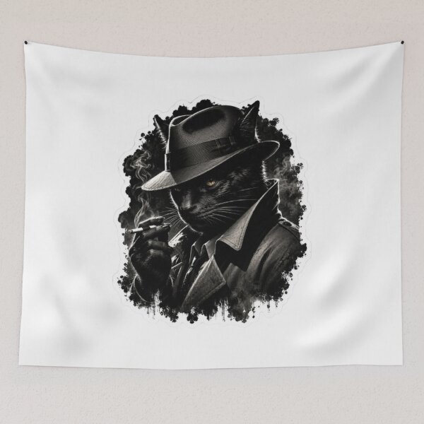 Item preview, Noir Black Cat Detective Smoking a Cigarette designed and sold by Snurly.