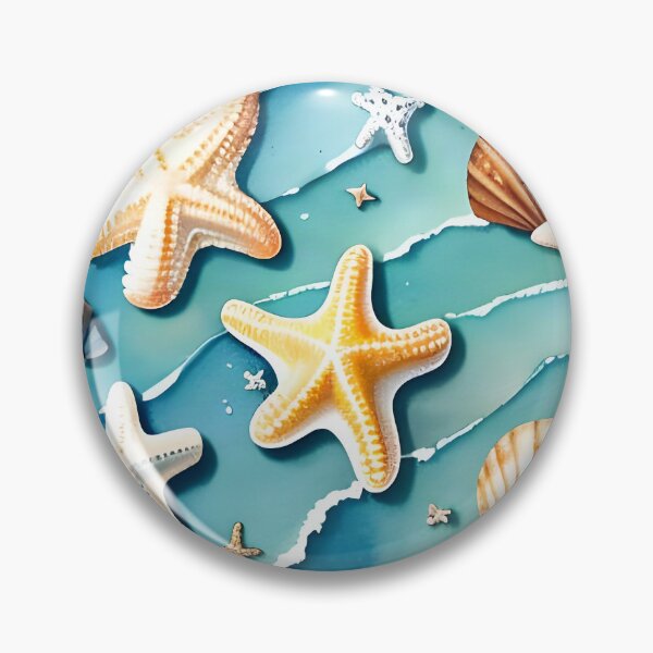 Item preview, Starfish and Seashells on Turquoise Waves designed and sold by Serene Strokes Art.