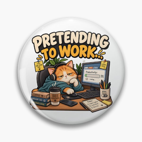 Item preview, Pretending to Work Cat designed and sold by Stikaro.