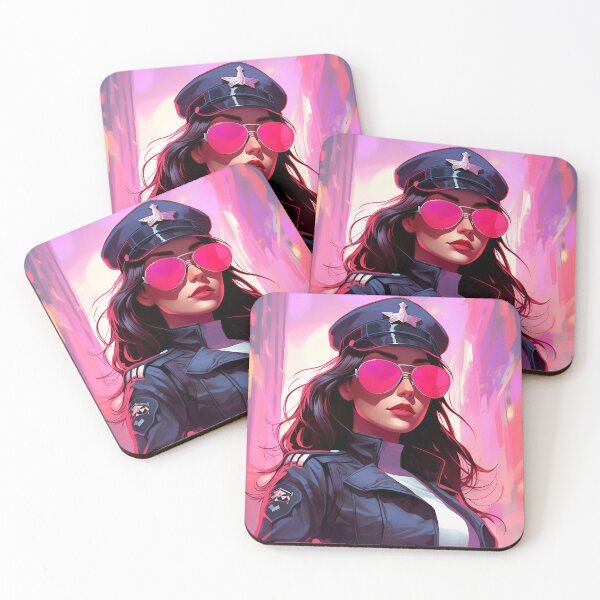 Item preview, Neon Police Woman with Pink Sunglasses designed and sold by DavideXyz.