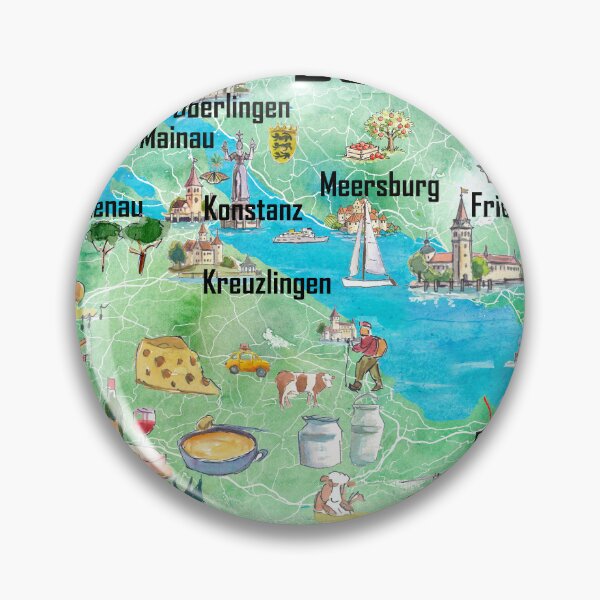 Item preview, Lake Constance Bodensee Illustrated Travel Map designed and sold by artshop77.